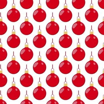 Pattern of Christmas colored balloons with ribbon Stock Illustration