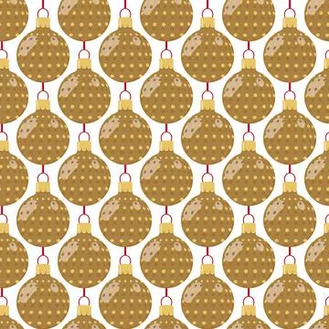 Pattern of Christmas colored balloons with ribbon Stock Illustration
