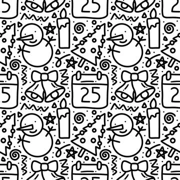 Pattern of christmas day hand drawing Stock Illustration