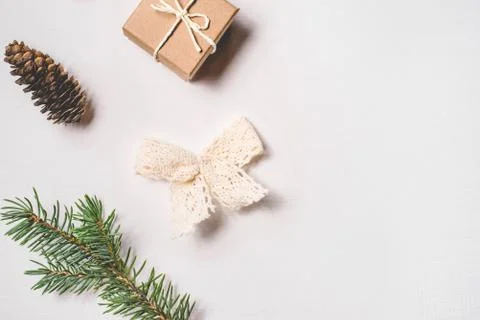 Pattern of Christmas decorations on white background Stock Photos