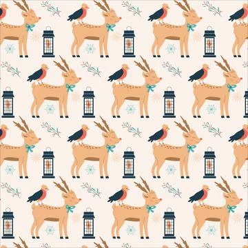 Pattern with Christmas deer. Vector illustration 스톡 일러스트