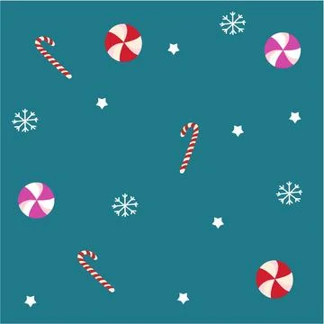Pattern with christmas elements and sweets blue background Stock Illustration