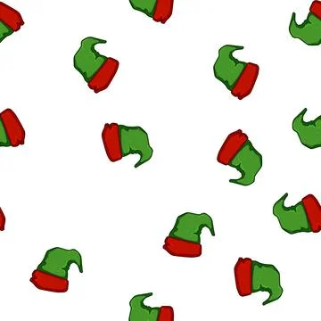 Pattern christmas elf santa hat cartoon vector Illustrazione stock