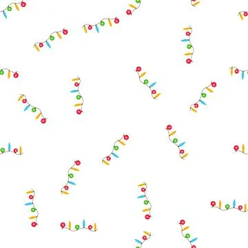 Pattern christmas garland decorating line with colorful ornaments Stock Illustration