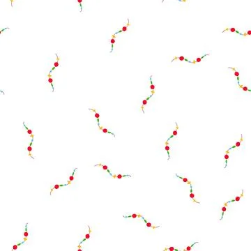 Pattern christmas garland string decoration with colorful beads and stars Ilustración de archivo