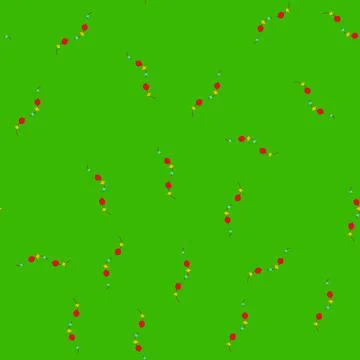 Pattern christmas garland string featuring red circular beads, green oval ele Stock Illustration
