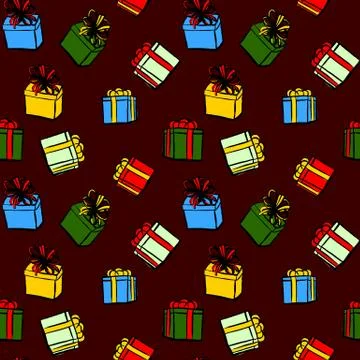 Pattern with Christmas gifts Stock Illustration
