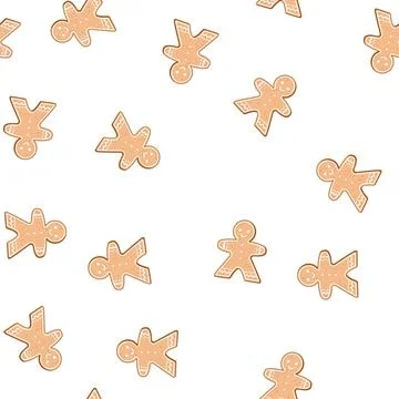 Pattern christmas gingerbread cartoon vector Stock Illustration