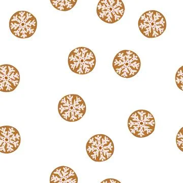 Pattern christmas gingerbread cookie with snowflake icing design Stock Illustration