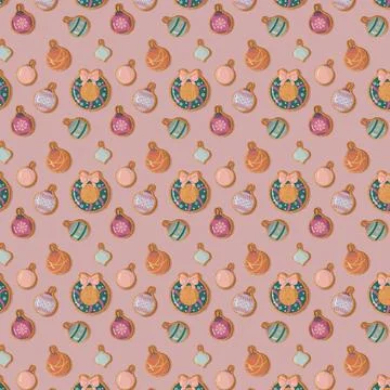 Pattern with Christmas gingerbread cookies イラスト素材