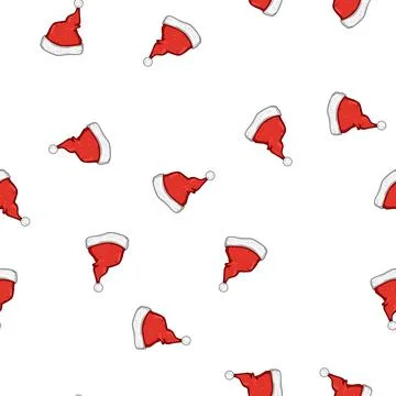 Pattern christmas hat santa cartoon vector 库存插图