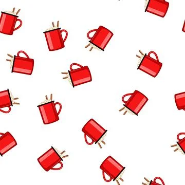Pattern christmas marshmallow cup cartoon vector 스톡 일러스트