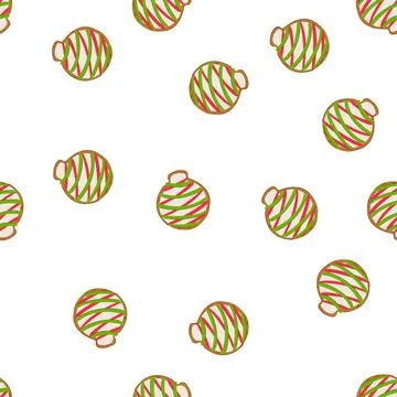 Pattern christmas ornament cookie with red green icing stripes Stock Illustration