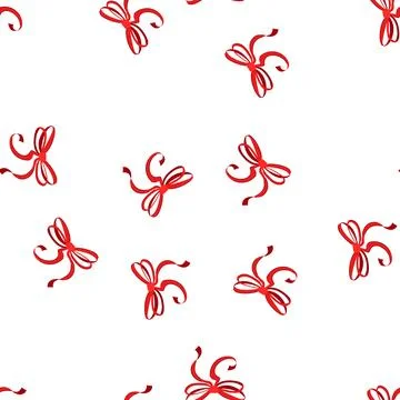 Pattern christmas red bow ribbon cartoon vector Stock Illustration