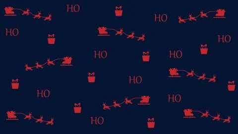Pattern christmas red on dark blue background santa with gift for wrapping pa Stock Illustration