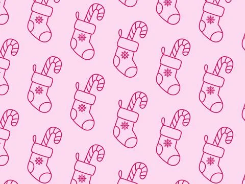 Pattern Christmas sock with candies. Vector Christmas illustration.Pattern .. Stock Illustration