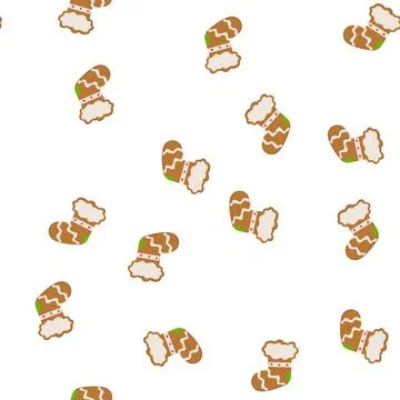 Pattern christmas stocking gingerbread cookie with festive icing Stock Illustration