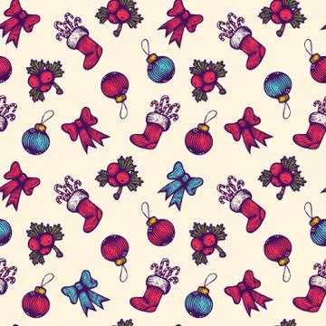 Pattern with Christmas symbols. Stock Illustration