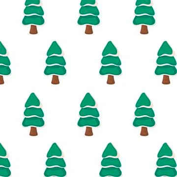 Pattern of christmas tree on white background Illustrazione stock