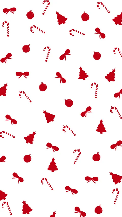 Pattern with christmas trees candy canes bows and ornaments Seamless Looping. Stock Footage 323802423
