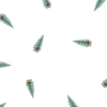 Pattern with Christmas trees isolated on white background. Stock Illustration