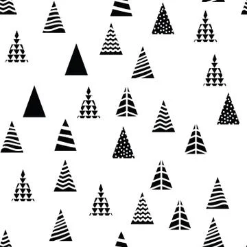 Pattern Christmas trees triangular shape on white background. Different design イラスト素材