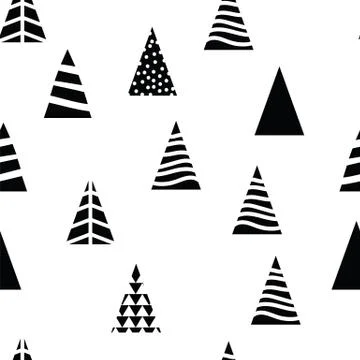 Pattern Christmas trees triangular shape on white background. Different design Illustrazione stock