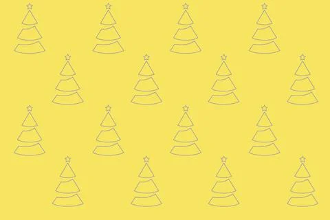 Pattern Christmas trees on a yellow background. Seamless pattern illustration Stock Illustration