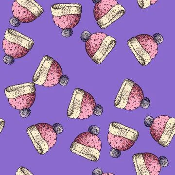 Pattern chullo winter hat sketch hand drawn Stock Illustration