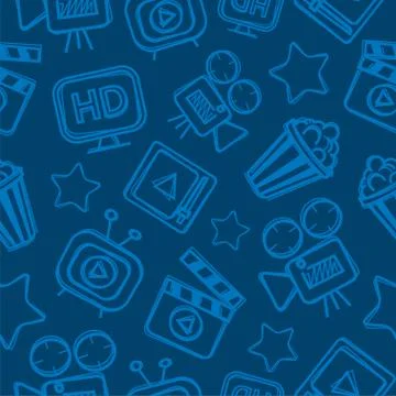 Pattern cinema doodles Stock Illustration
