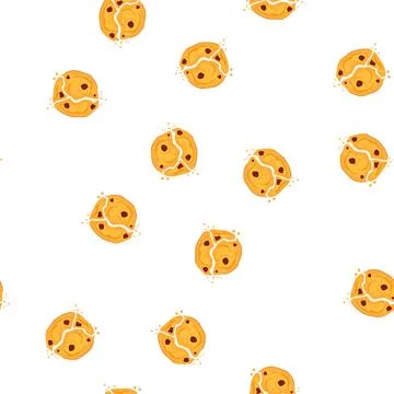 Pattern cinnamon oatmeal cookies cartoon vector Stock Illustration