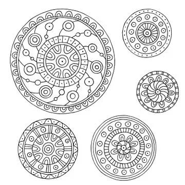 Pattern circle graphic abstract doodle black white illustration vector Stock Illustration