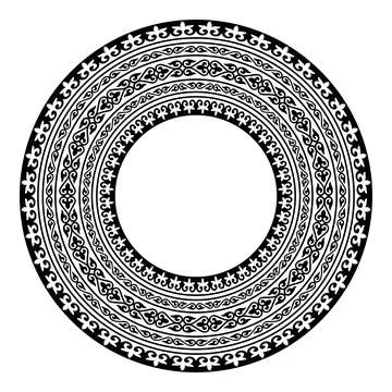 Pattern circle. Round ornament in ethnic style. Traditional round Turkic ornamen 스톡 일러스트