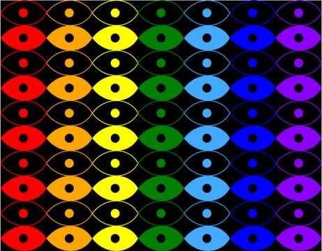 Pattern of circles and ellipses on black background Stock Illustration