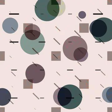 A pattern of circles and squares with a black and white background イラスト素材