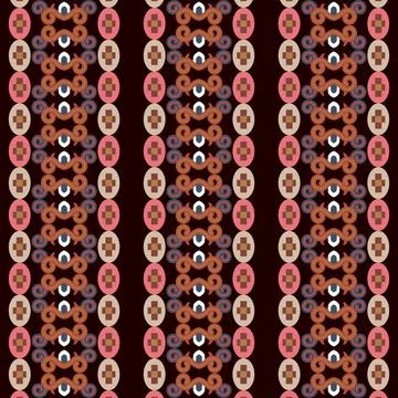 A pattern with circles and squares on a brown background Stock Illustration