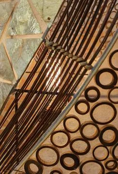 Pattern of circles, triangles and stripes 스톡 사진