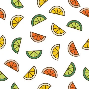 Pattern - citrus slices (lemon, orange and lime). Stock Illustration