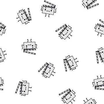 Pattern clap clapper board character cartoon vector Stock Illustration
