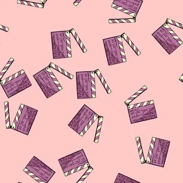 Pattern clapper board sketch hand drawn Stock Illustration