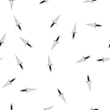 Pattern Classic medieval dagger weapon on white background Illustrazione stock
