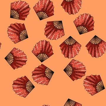 Pattern classic old fashioned fan sketch hand drawn 스톡 일러스트