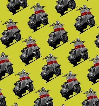 Pattern classic scooter gray green background Stock Illustration