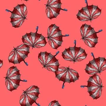 Pattern classic umbrella sketch hand drawn Stock Illustration
