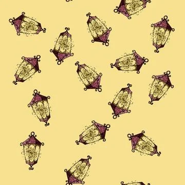 Pattern classic vintage lantern sketch hand drawn Illustrazione stock