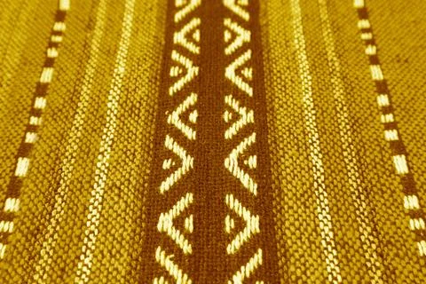 Pattern of Classy Yellow and Brown Thai Northern Region's Traditional Textile Photos