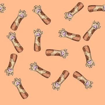 Pattern claws cat paw sketch hand drawn 库存插图