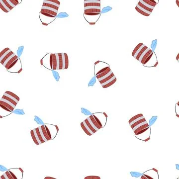 Pattern clean bucket water cartoon vector Stock Illustration
