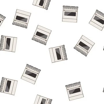 Pattern clean kitchen stove cartoon vector Stock Illustration