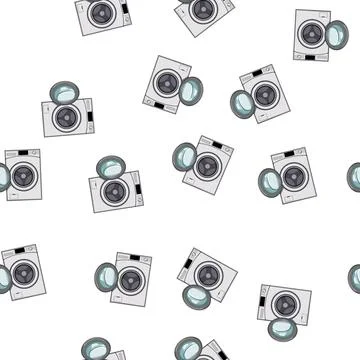 Pattern clean washing machine cartoon vector イラスト素材